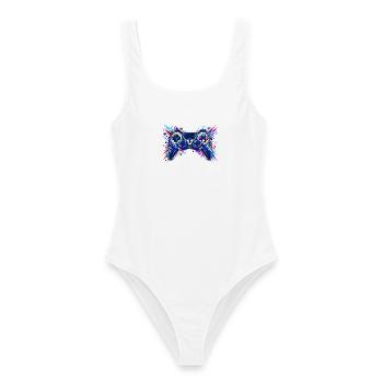 Pixel Power Gaming - Frauen Badeanzug - Weiß - Vorne - AI Model Female 172 dark (172cm)
