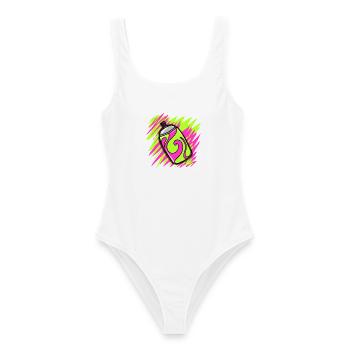 Neon-Graffiti-Spraydosen-Tee - Frauen Badeanzug - Weiß - Vorne - AI Model Female 172 dark (172cm)