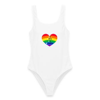 ACAB: ALL COLORS ARE BEAUTIFUL, PRIDE, LGBTQ+ - Frauen Badeanzug - Weiß - Vorne - AI Model Female 172 dark (172cm)