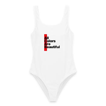 ACAB: ALL COLORS ARE BEAUTIFUL. FÜR OFFENHEIT - Frauen Badeanzug - Weiß - Vorne - AI Model Female 172 dark (172cm)