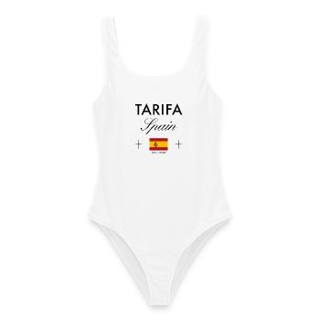 Tarifa Spanien Koordinaten Reise Souvenir - Frauen Badeanzug - Weiß - Vorne - AI Model Female 172 dark (172cm)