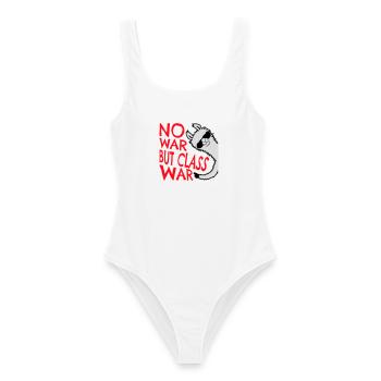 No war but class war Klassenkrieg Spruch Lama Text - Frauen Badeanzug - Weiß - Vorne - AI Model Female 172 dark (172cm)
