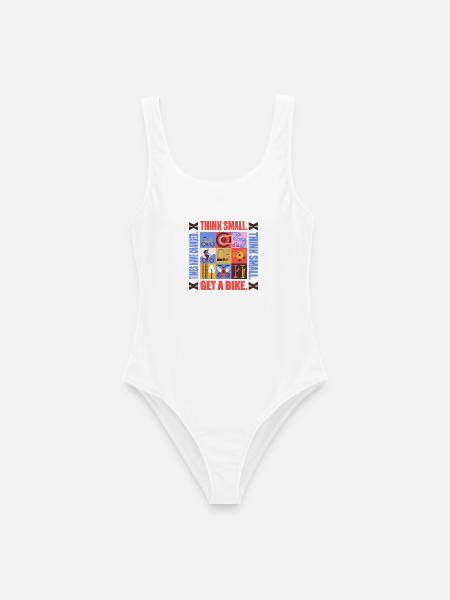 Fahrrad T-Shirt „Get a Bike“ – BuntesRetro Design  - Frauen Badeanzug - Weiß