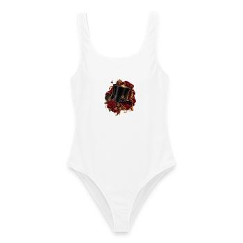 Vintage Zylinder mit roter Rose - Frauen Badeanzug - Weiß - Vorne - AI Model Female 172 dark (172cm)