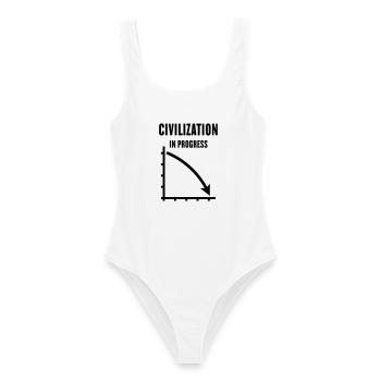 Civilization In Progress (Zivilisation / Black) - Frauen Badeanzug - Weiß - Vorne - AI Model Female 172 dark (172cm)