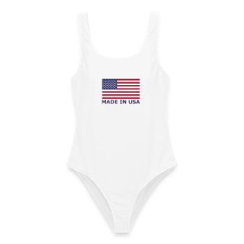 Patriotische Rot-Weiß-Blau-Sterne-und-Streifen-Flagge - Frauen Badeanzug - Weiß - Vorne - AI Model Female 172 dark (172cm)