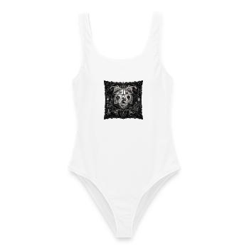  Pocket: Occult Goth-Pattern Black-Lace - Frauen Badeanzug - Weiß - Vorne - AI Model Female 172 dark (172cm)