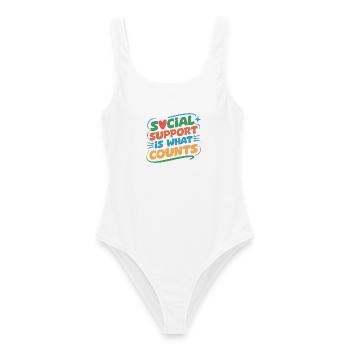 Social Worker Quote Support Is What Counts Social - Frauen Badeanzug - Weiß - Vorne - AI Model Female 172 dark (172cm)