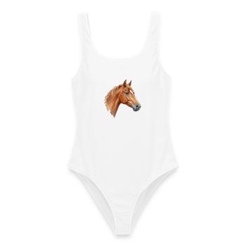 Pferdekopf aquarell Geschenk Geburtstag Reiter - Frauen Badeanzug - Weiß - Vorne - AI Model Female 172 dark (172cm)