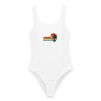 Retro Alien Regenbogenpfad - Frauen Badeanzug - Weiß - Vorne - AI Model Female 172 dark (172cm)