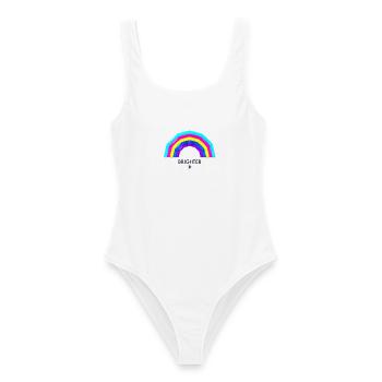 Regenbogen in leuchtenden Farben - Frauen Badeanzug - Weiß - Vorne - AI Model Female 172 dark (172cm)