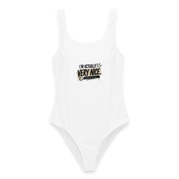 Shake Nice -Until I’m Not - Frauen Badeanzug - Weiß - Vorne - AI Model Female 172 dark (172cm)
