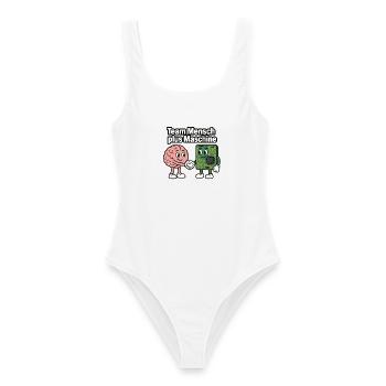 Team Mensch plus Maschine – KI Tech Humor Shirt - Frauen Badeanzug - Weiß - Vorne - AI Model Female 172 dark (172cm)