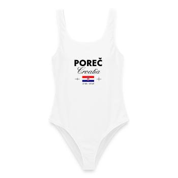Poreč Kroatien Koordinaten Reise Souvenir - Frauen Badeanzug - Weiß - Vorne - AI Model Female 172 dark (172cm)