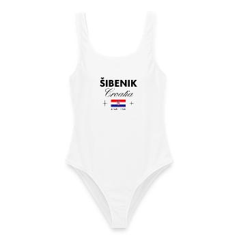 Šibenik Kroatien Koordinaten Reise Souvenir - Frauen Badeanzug - Weiß - Vorne - AI Model Female 172 dark (172cm)