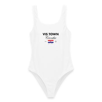 Vis Kroatien Koordinaten Reise Souvenir - Frauen Badeanzug - Weiß - Vorne - AI Model Female 172 dark (172cm)