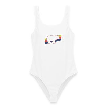 Bär Silhouette Retro Style - Frauen Badeanzug - Weiß - Vorne - AI Model Female 172 dark (172cm)