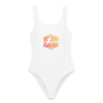 Ultimate Frisbee Geschenk für ein Ultimate-Spieler - Frauen Badeanzug - Weiß - Vorne - AI Model Female 172 dark (172cm)