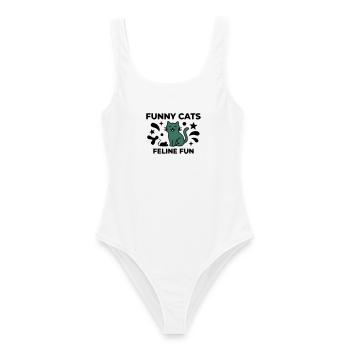 Katze Feline Fun Logo - Frauen Badeanzug - Weiß - Vorne - AI Model Female 172 dark (172cm)