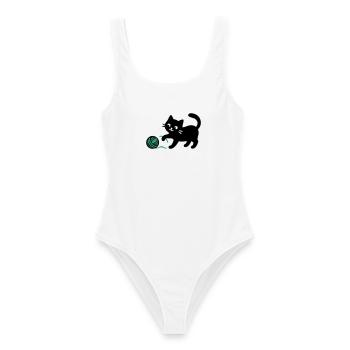 Schwarze Katze Wolle Icon - Frauen Badeanzug - Weiß - Vorne - AI Model Female 172 dark (172cm)