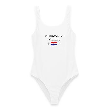 Dubrovnik Kroatien Koordinaten Reise Souvenir - Frauen Badeanzug - Weiß - Vorne - AI Model Female 172 dark (172cm)