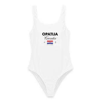 Opatija Kroatien Koordinaten Reise Souvenir - Frauen Badeanzug - Weiß - Vorne - AI Model Female 172 dark (172cm)