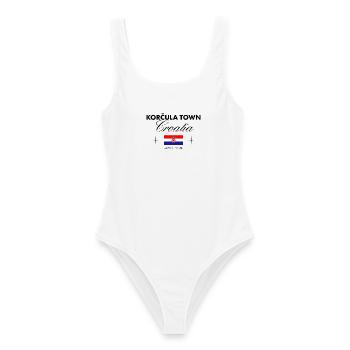 Korčula Kroatien Koordinaten Reise Souvenir - Frauen Badeanzug - Weiß - Vorne - AI Model Female 172 dark (172cm)
