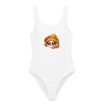 Kawaii Herbstkürbisgläser - Frauen Badeanzug - Weiß - Vorne - AI Model Female 172 dark (172cm)