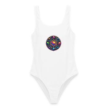 Kosmisches Sonnenmandala - Frauen Badeanzug - Weiß - Vorne - AI Model Female 172 dark (172cm)
