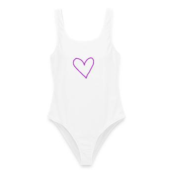 Herz lila Geschenkidee violett  - Frauen Badeanzug - Weiß - Vorne - AI Model Female 172 dark (172cm)