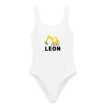 Leon Print mit Bagger Motiv - Frauen Badeanzug - Weiß - Vorne - AI Model Female 172 dark (172cm)