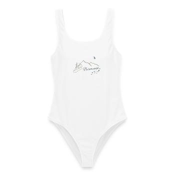 Naturenergie Minimalistisches Line Art Design - Frauen Badeanzug - Weiß - Vorne - AI Model Female 172 dark (172cm)
