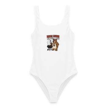 Papas Revier Finger weg – Grill Bär T-Shirt - Frauen Badeanzug - Weiß - Vorne - AI Model Female 172 dark (172cm)