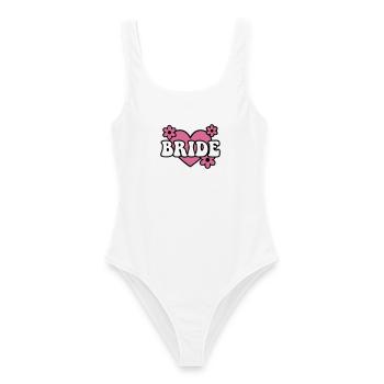 Bride Herz Blumen Logo - Frauen Badeanzug - Weiß - Vorne - AI Model Female 172 dark (172cm)