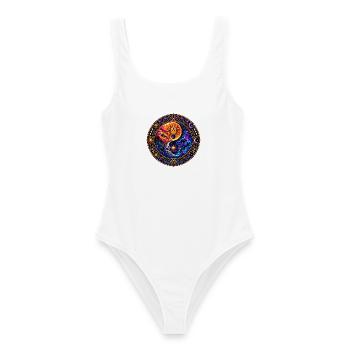 Yin & Yang - Frauen Badeanzug - Weiß - Vorne - AI Model Female 172 dark (172cm)