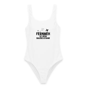 Fernweh ist mein Dauerzustand Reisespruch - Frauen Badeanzug - Weiß - Vorne - AI Model Female 172 dark (172cm)