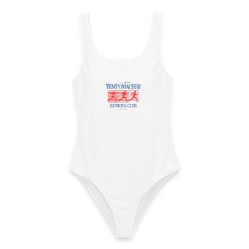 Tempomacher Running Club – Marathon Laufen Spruch - Frauen Badeanzug - Weiß - Vorne - AI Model Female 172 dark (172cm)