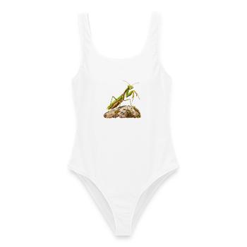 Gottesanbeterin - Frauen Badeanzug - Weiß - Vorne - AI Model Female 172 dark (172cm)