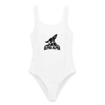 Alpha Alpha Wolf - Frauen Badeanzug - Weiß - Vorne - AI Model Female 172 dark (172cm)