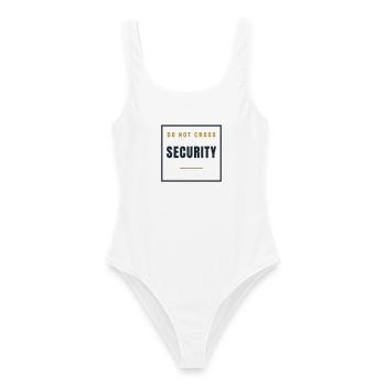 Security Stempel Retro - Ordner Sicherheit - Frauen Badeanzug - Weiß - Vorne - AI Model Female 172 dark (172cm)