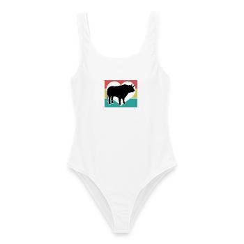 Stier Herz Retro Style - Frauen Badeanzug - Weiß - Vorne - AI Model Female 172 dark (172cm)