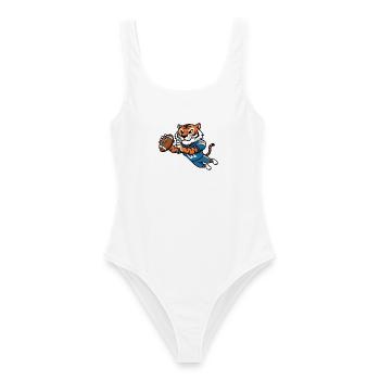 Tiger American Football Cartoon Motiv für Fans und - Frauen Badeanzug - Weiß - Vorne - AI Model Female 172 dark (172cm)
