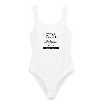 Spa Belgien Souvenir – Reise minimalistisch - Frauen Badeanzug - Weiß - Vorne - AI Model Female 172 dark (172cm)