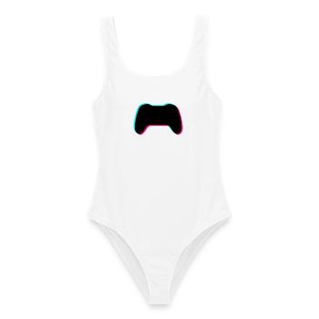 Gamepad Glitch Silhouette - Frauen Badeanzug - Weiß - Vorne - AI Model Female 172 dark (172cm)