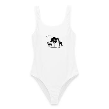 Afrika Safaritour Tiere Africa Urlaub Natur - Frauen Badeanzug - Weiß - Vorne - AI Model Female 172 dark (172cm)