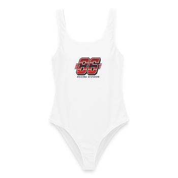 Retro Motorsport Racing 86 - Frauen Badeanzug - Weiß - Vorne - AI Model Female 172 dark (172cm)