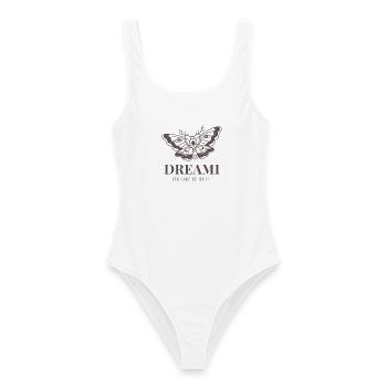 DREAMI | TRÄUME ES. SEI ES. - Frauen Badeanzug - Weiß - Vorne - AI Model Female 172 dark (172cm)