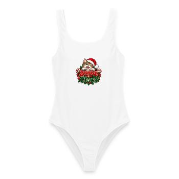 Santa Claws – Lustiges Katzen Weihnachtsdesign - Frauen Badeanzug - Weiß - Vorne - AI Model Female 172 dark (172cm)