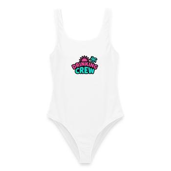 Drinking Crew Schriftzug Logo - Frauen Badeanzug - Weiß - Vorne - AI Model Female 172 dark (172cm)