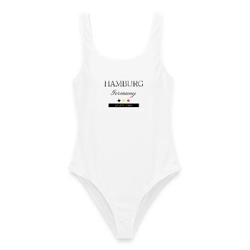 Hamburg Deutschland Souvenir Reise minimalistisch - Frauen Badeanzug - Weiß - Vorne - AI Model Female 172 dark (172cm)